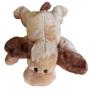 Ty Beanie Buddies Baby Bones Dog Plush aBrown Stuffed Animal Laying Down Toy